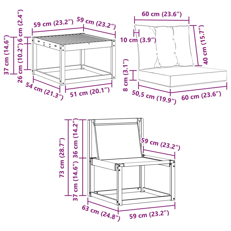 Lauko sofos komplektas su pagalve 5 pcs Balta ir juoda