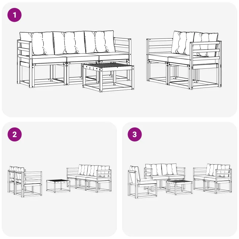 Lauko sofos komplektas su pagalve 6 pcs Balta ir kreminė