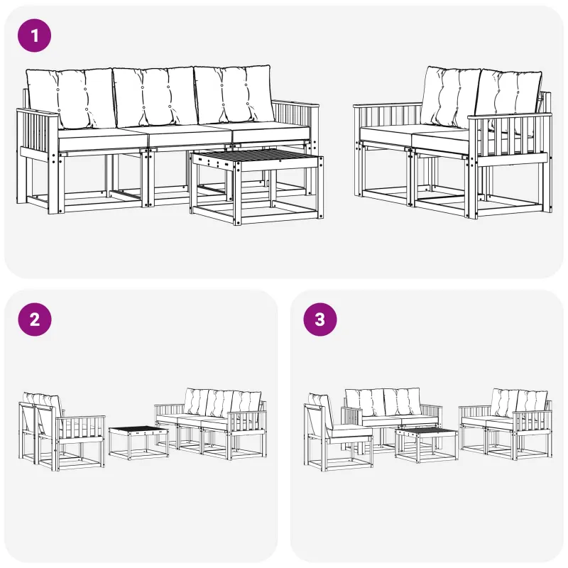 Lauko sofos komplektas su pagalve 6 pcs Balta ir kreminė