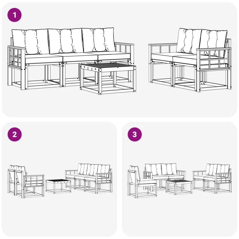 Lauko sofos komplektas su pagalve 6 pcs Balta ir juoda