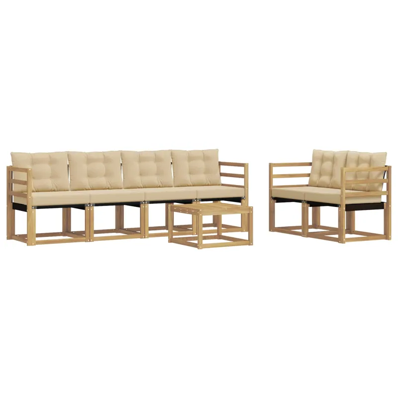 Lauko sofos komplektas su pagalve 7 pcs Balta ir kreminė