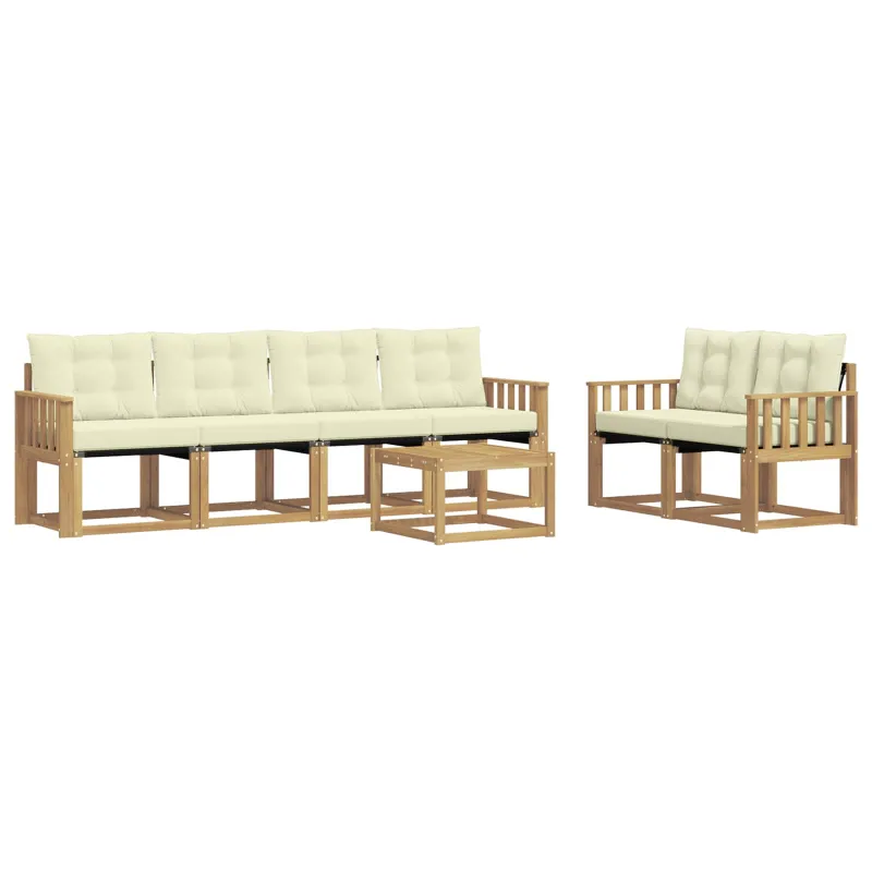 Lauko sofos komplektas su pagalve 7 pcs Balta ir kreminė