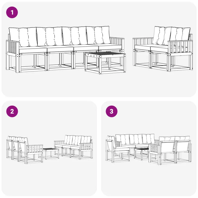 Lauko sofos komplektas su pagalve 7 pcs Balta ir kreminė