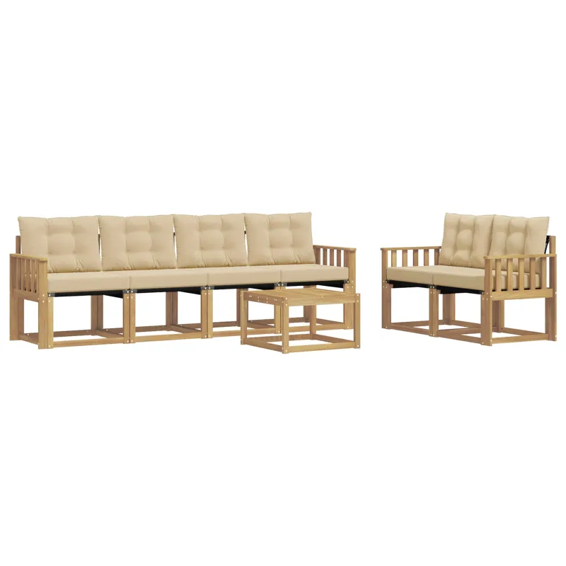 Lauko sofos komplektas su pagalve 7 pcs Balta ir kreminė
