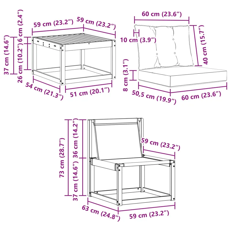 Lauko sofos komplektas su pagalve 7 pcs Balta ir šviesiai pilka