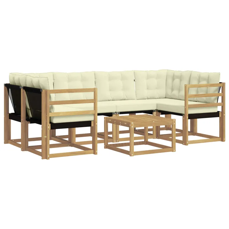 Lauko sofos komplektas su pagalve 7 pcs Balta ir kreminė