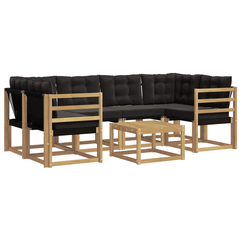 Lauko sofos komplektas su pagalve 7 pcs Balta ir juoda