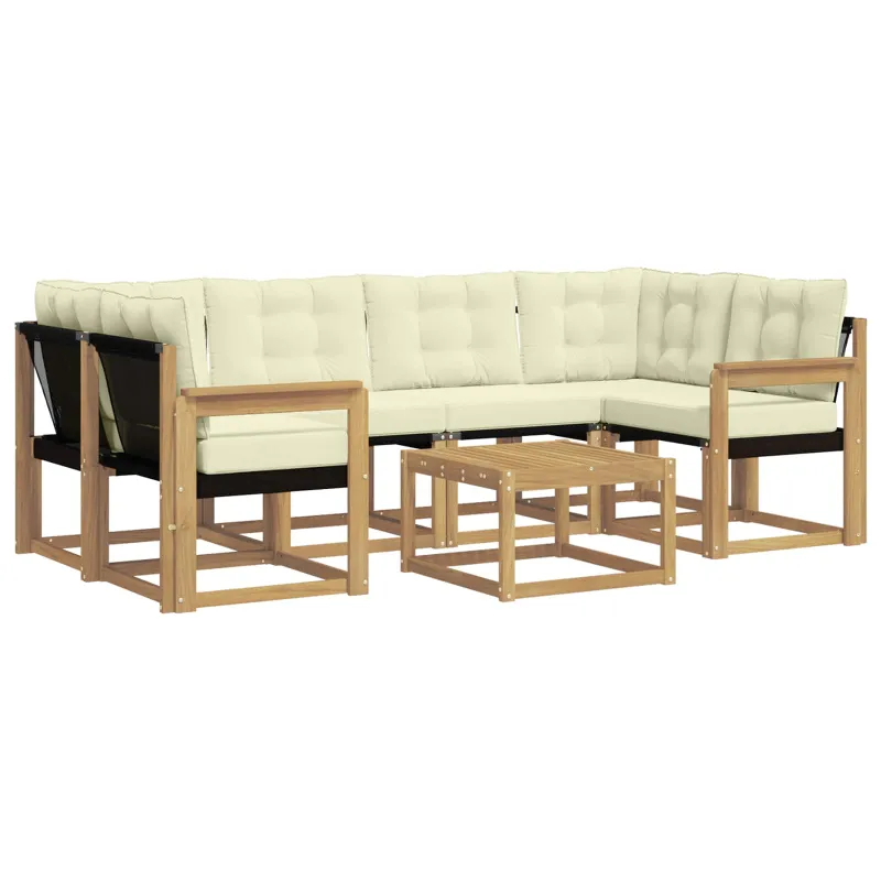 Lauko sofos komplektas su pagalve 7 pcs Balta ir kreminė