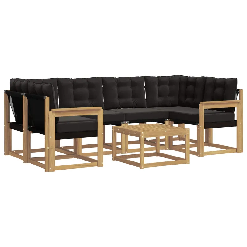 Lauko sofos komplektas su pagalve 7 pcs Balta ir juoda