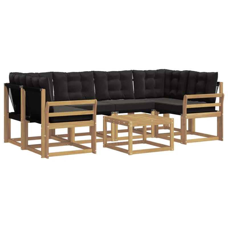 Lauko sofos komplektas su pagalve 7 pcs Balta ir juoda