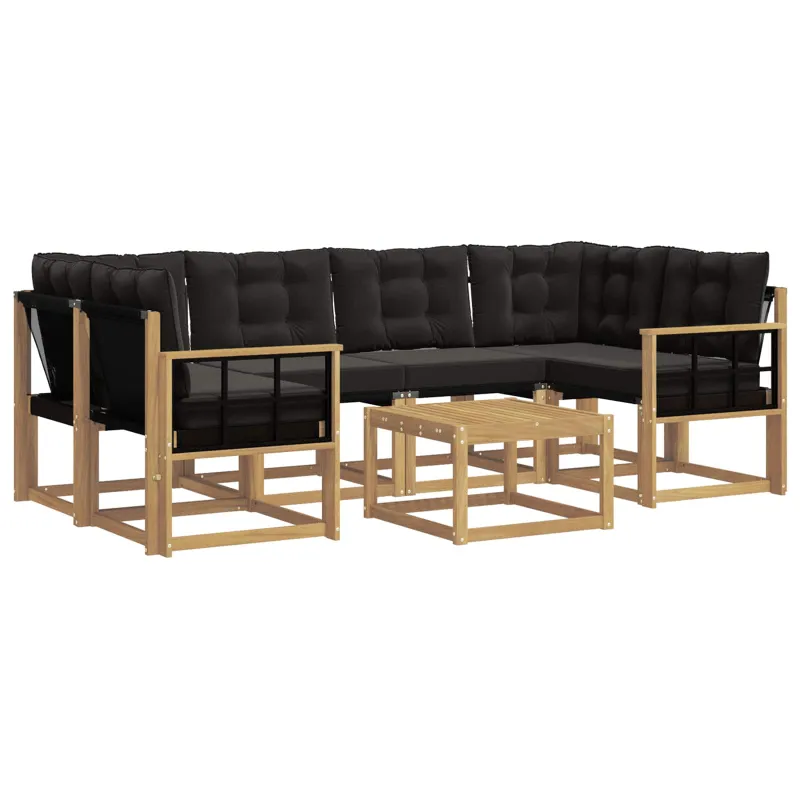 Lauko sofos komplektas su pagalve 7 pcs Balta ir juoda