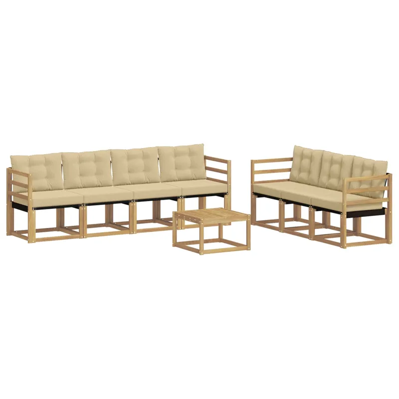 Lauko sofos komplektas su pagalve 8 pcs Balta ir kreminė