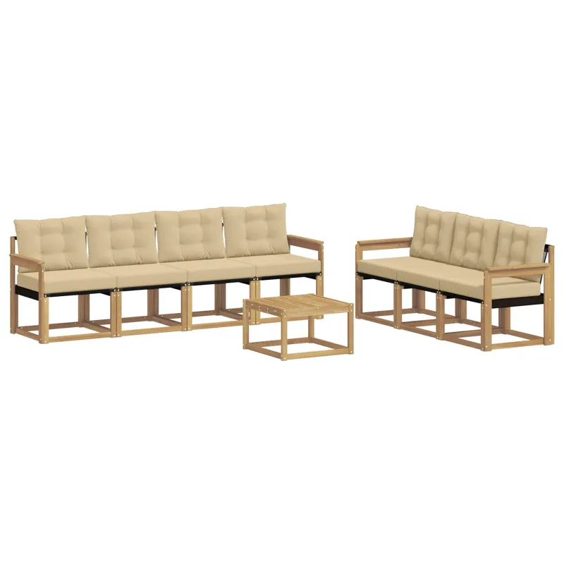 Lauko sofos komplektas su pagalve 8 pcs Balta ir kreminė