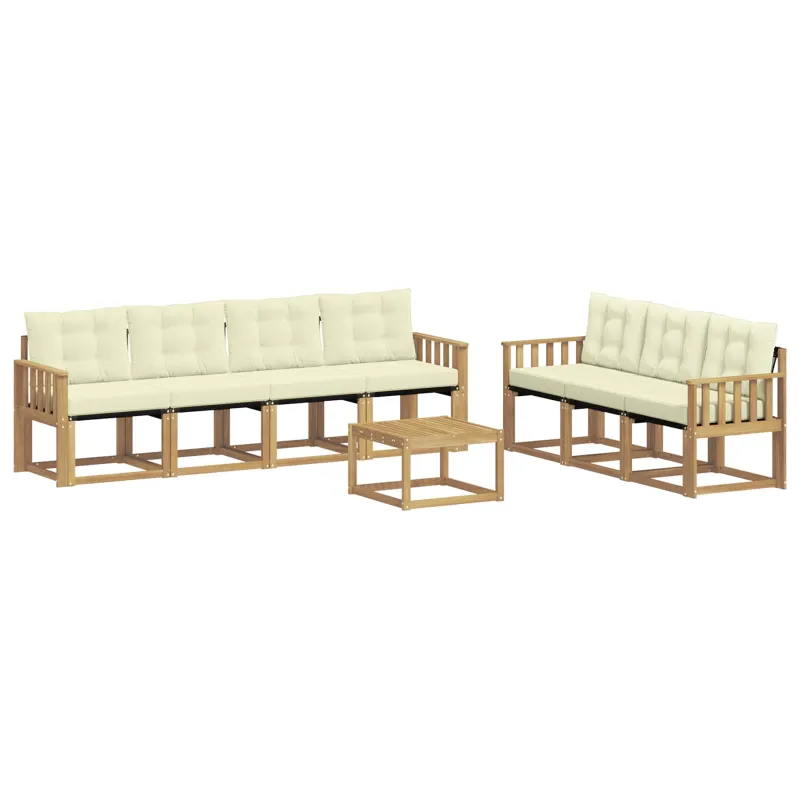 Lauko sofos komplektas su pagalve 8 pcs Balta ir kreminė