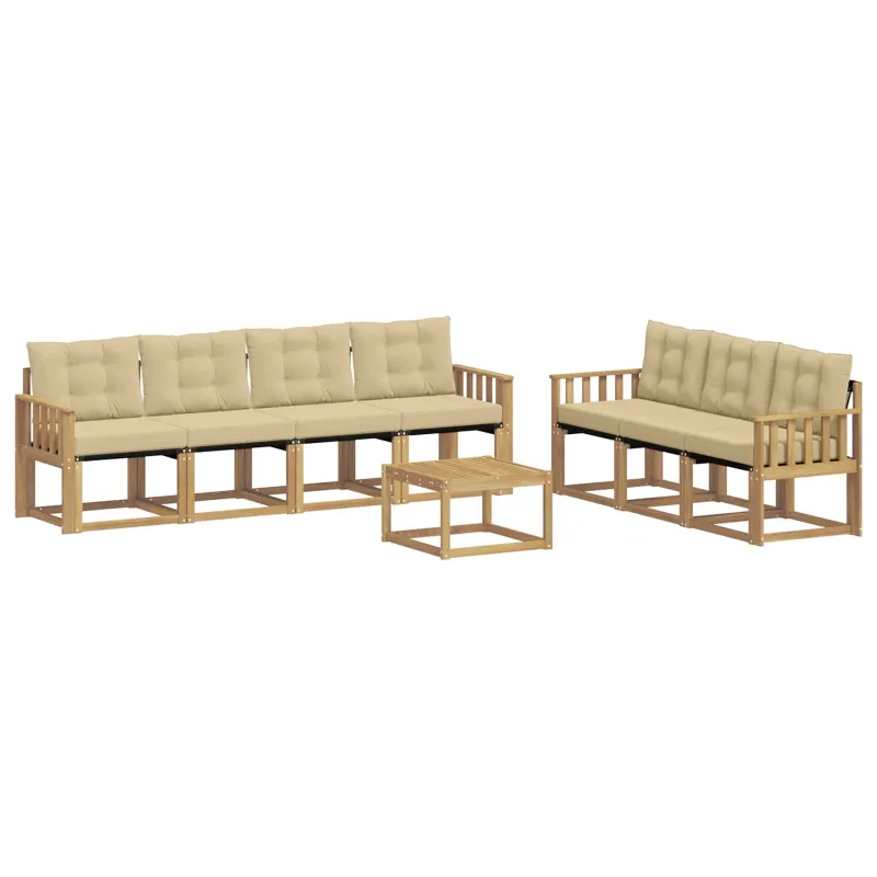 Lauko sofos komplektas su pagalve 8 pcs Balta ir kreminė