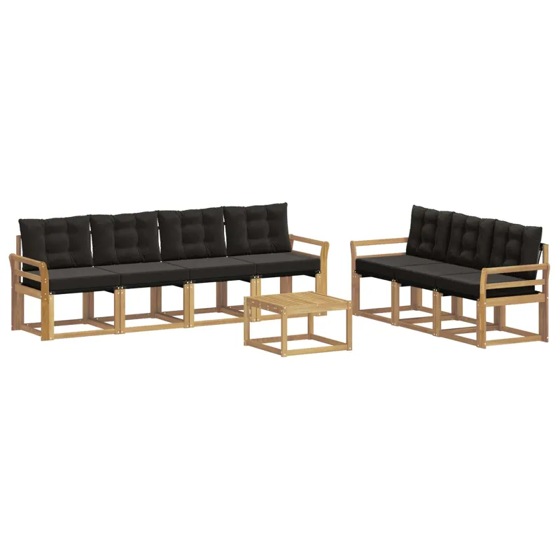 Lauko sofos komplektas su pagalve 8 pcs Balta ir juoda