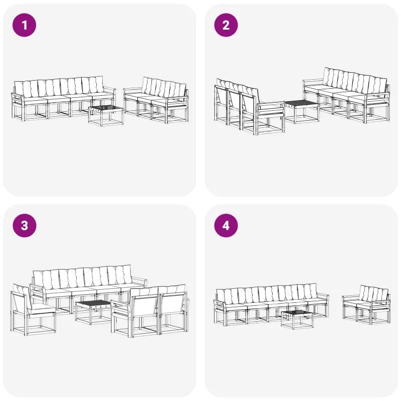 Lauko sofos komplektas su pagalve 8 pcs Balta ir kreminė