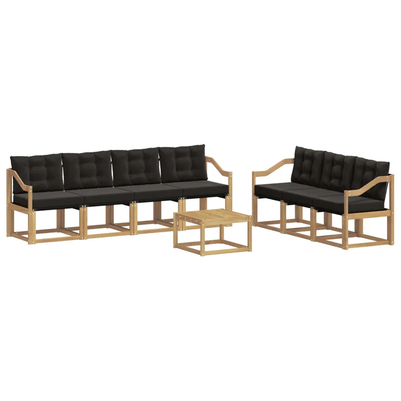 Lauko sofos komplektas su pagalve 8 pcs Balta ir juoda