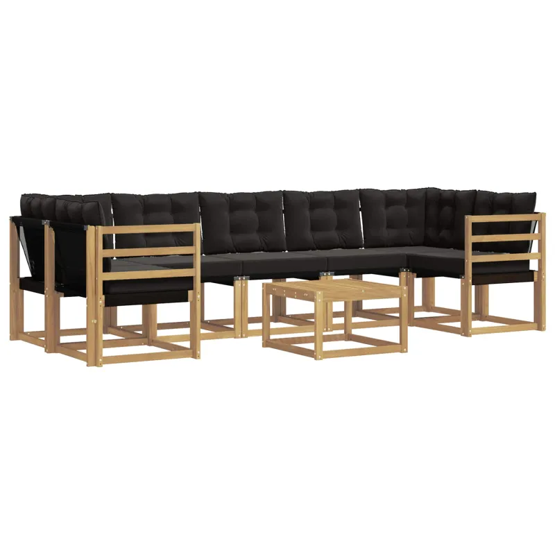 Lauko sofos komplektas su pagalve 8 pcs Balta ir juoda