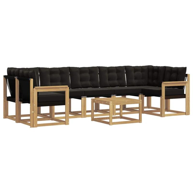 Lauko sofos komplektas su pagalve 8 pcs Balta ir juoda