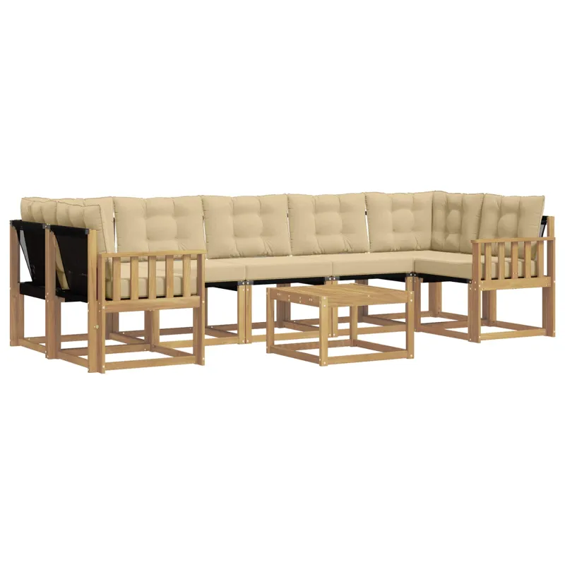 Lauko sofos komplektas su pagalve 8 pcs Balta ir kreminė