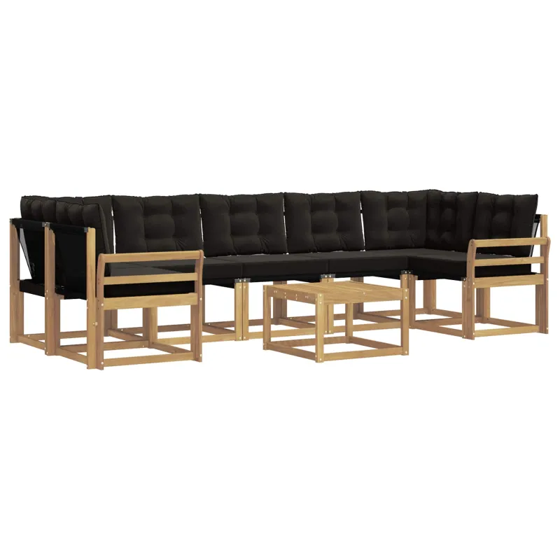 Lauko sofos komplektas su pagalve 8 pcs Balta ir juoda