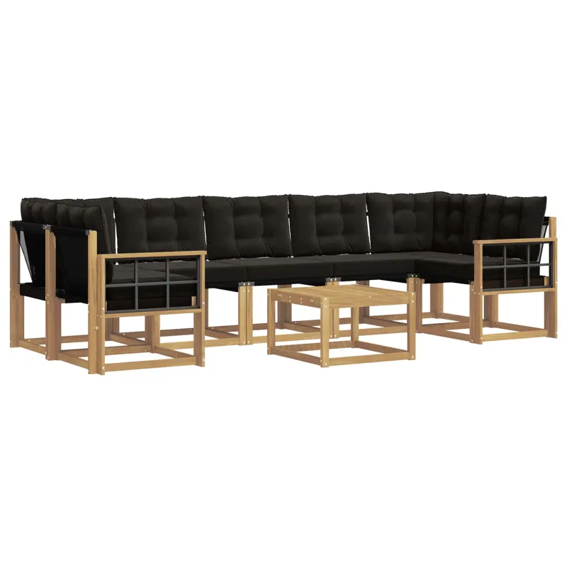 Lauko sofos komplektas su pagalve 8 pcs Balta ir juoda