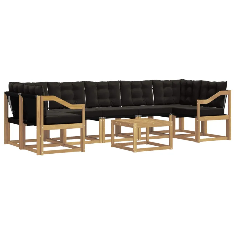 Lauko sofos komplektas su pagalve 8 pcs Balta ir juoda