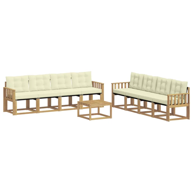 Lauko sofos komplektas su pagalve 9 pcs Balta ir kreminė