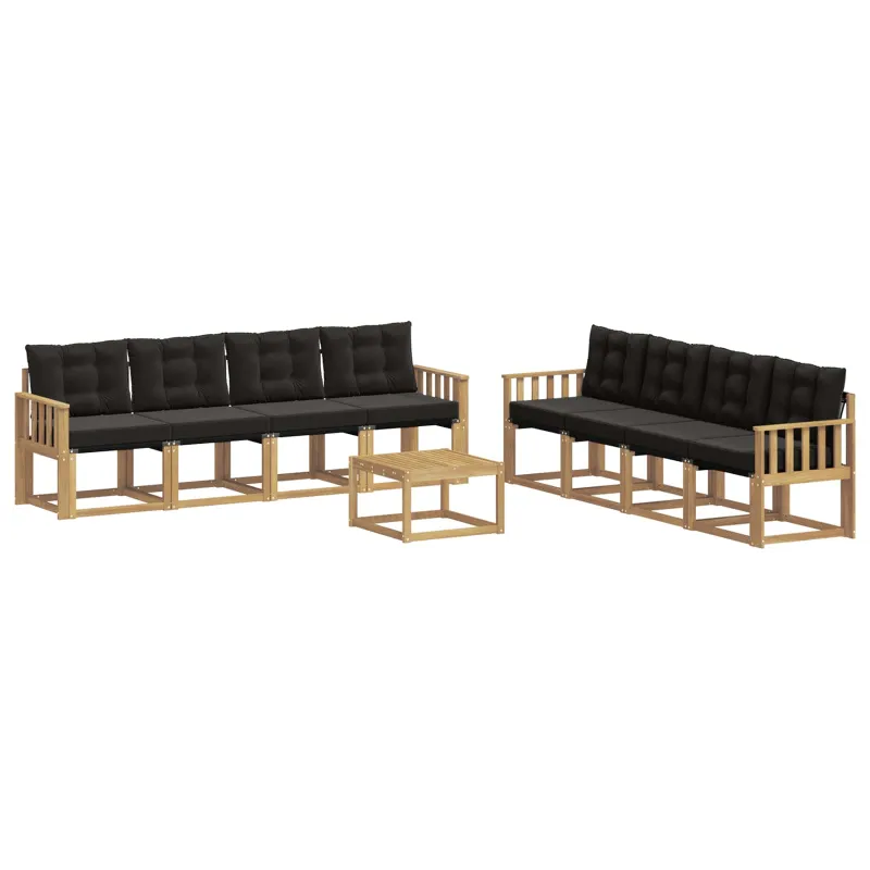 Lauko sofos komplektas su pagalve 9 pcs Balta ir juoda