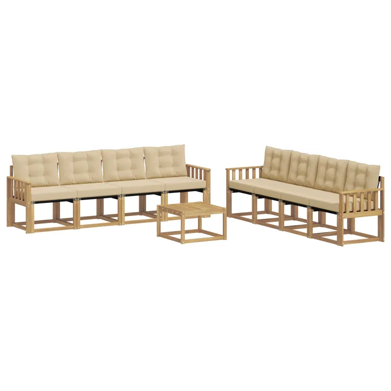 Lauko sofos komplektas su pagalve 9 pcs Balta ir kreminė