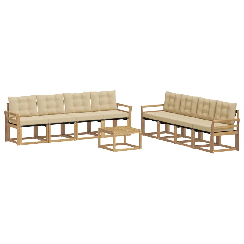 Lauko sofos komplektas su pagalve 9 pcs Balta ir kreminė