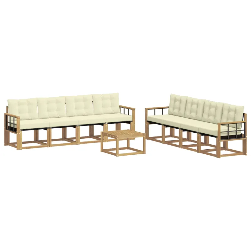 Lauko sofos komplektas su pagalve 9 pcs Balta ir kreminė