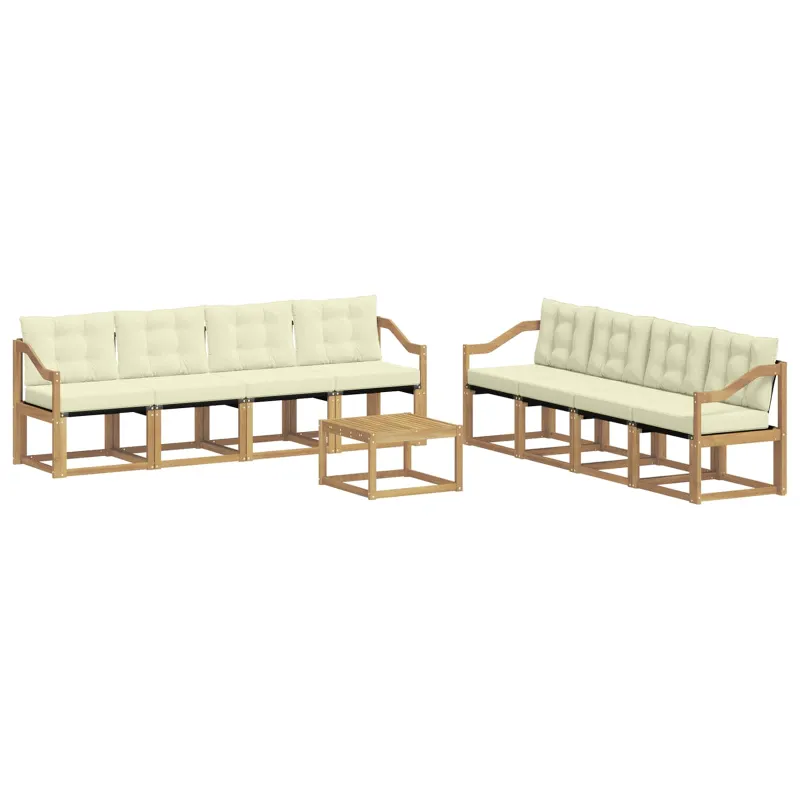 Lauko sofos komplektas su pagalve 9 pcs Balta ir kreminė