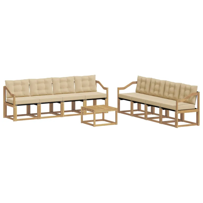 Lauko sofos komplektas su pagalve 9 pcs Balta ir kreminė