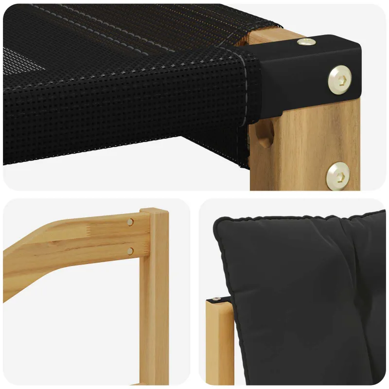 Lauko sofos komplektas su pagalve 4 pcs Balta ir juoda