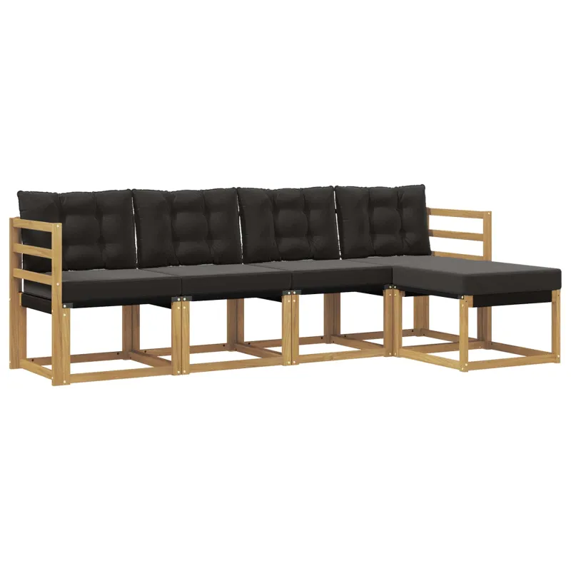 Lauko sofos komplektas su pagalve 5 pcs Balta ir juoda