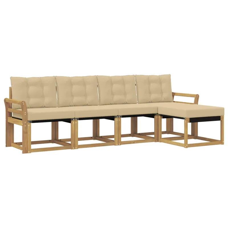 Lauko sofos komplektas su pagalve 5 pcs Balta ir kreminė