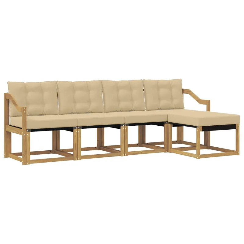 Lauko sofos komplektas su pagalve 5 pcs Balta ir kreminė