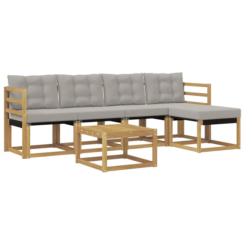 Lauko sofos komplektas su pagalve 6 pcs Balta ir šviesiai pilka