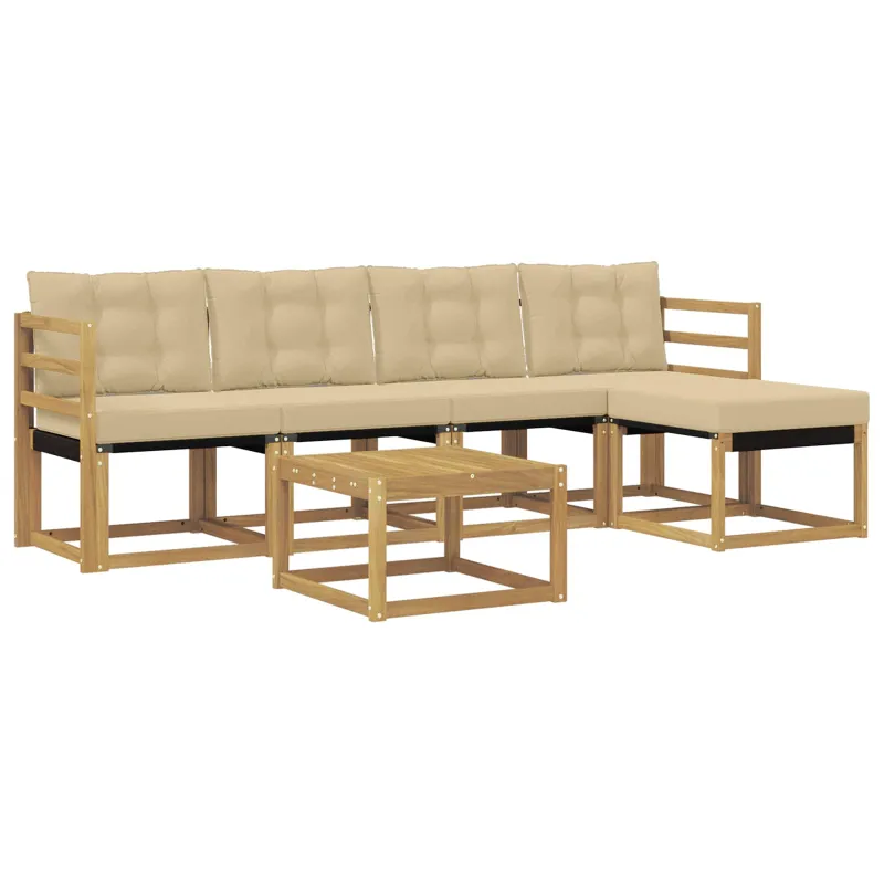 Lauko sofos komplektas su pagalve 6 pcs Balta ir kreminė