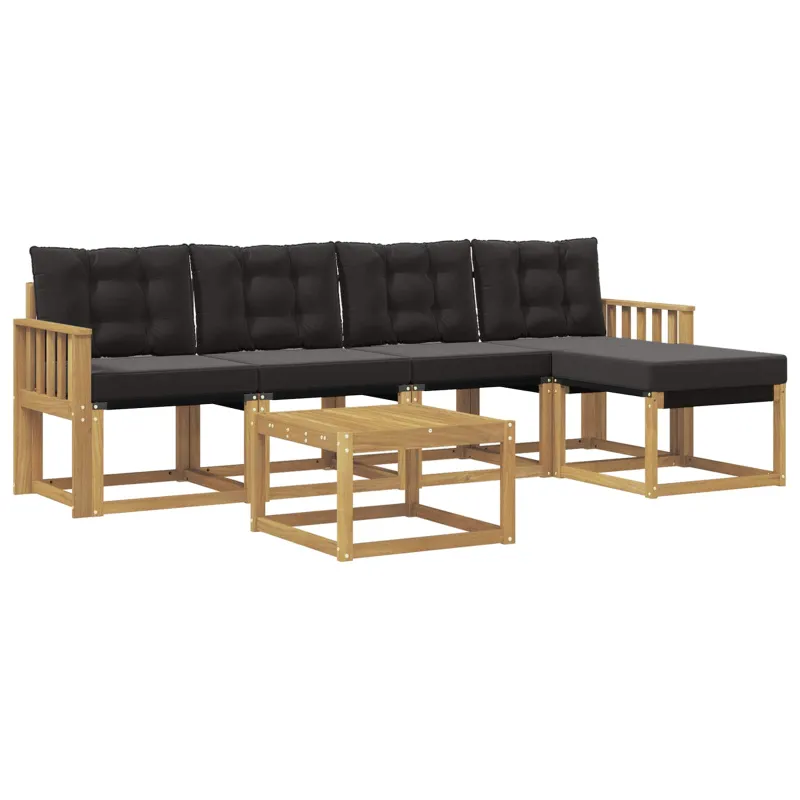Lauko sofos komplektas su pagalve 6 pcs Balta ir juoda