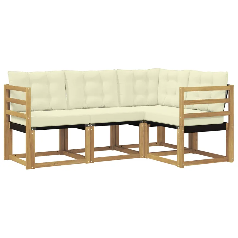 Lauko sofos komplektas su pagalve 4 pcs Balta ir kreminė