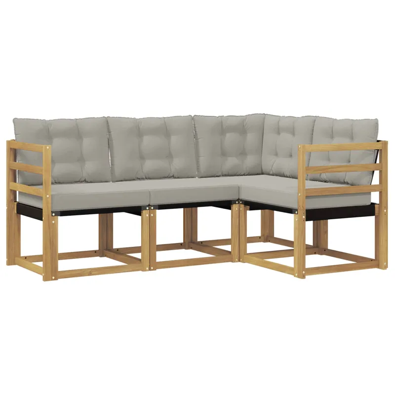 Lauko sofos komplektas su pagalve 4 pcs Balta ir šviesiai pilka