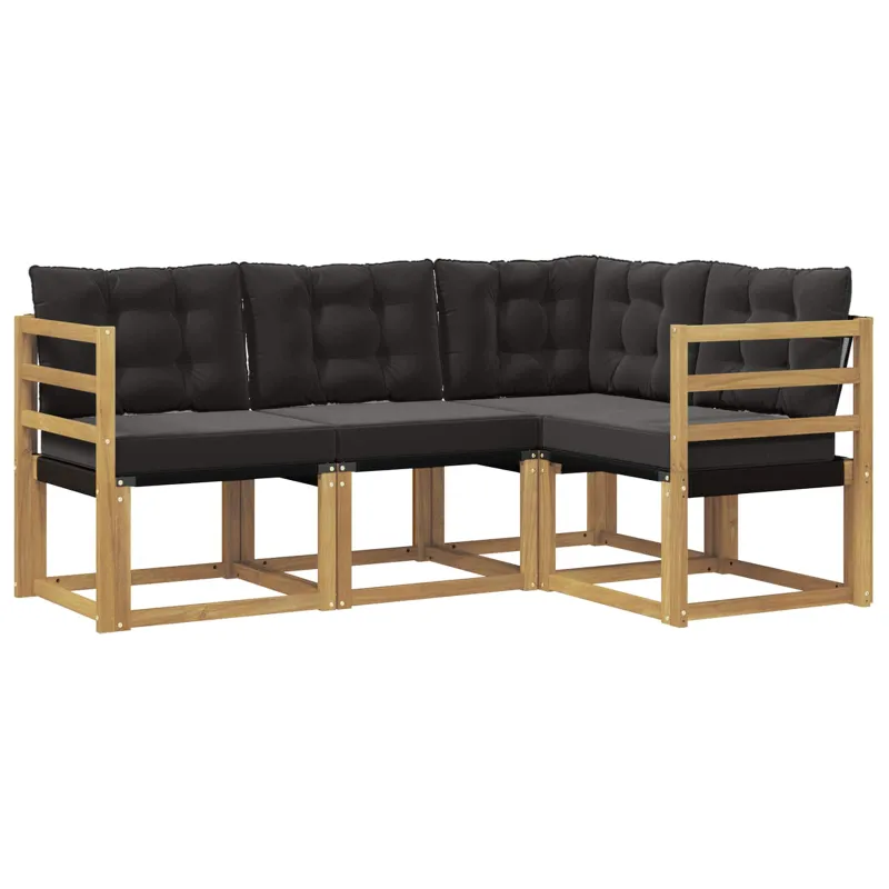 Lauko sofos komplektas su pagalve 4 pcs Balta ir juoda