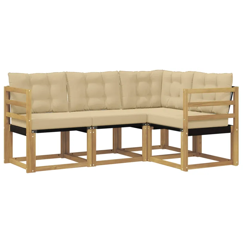Lauko sofos komplektas su pagalve 4 pcs Balta ir kreminė