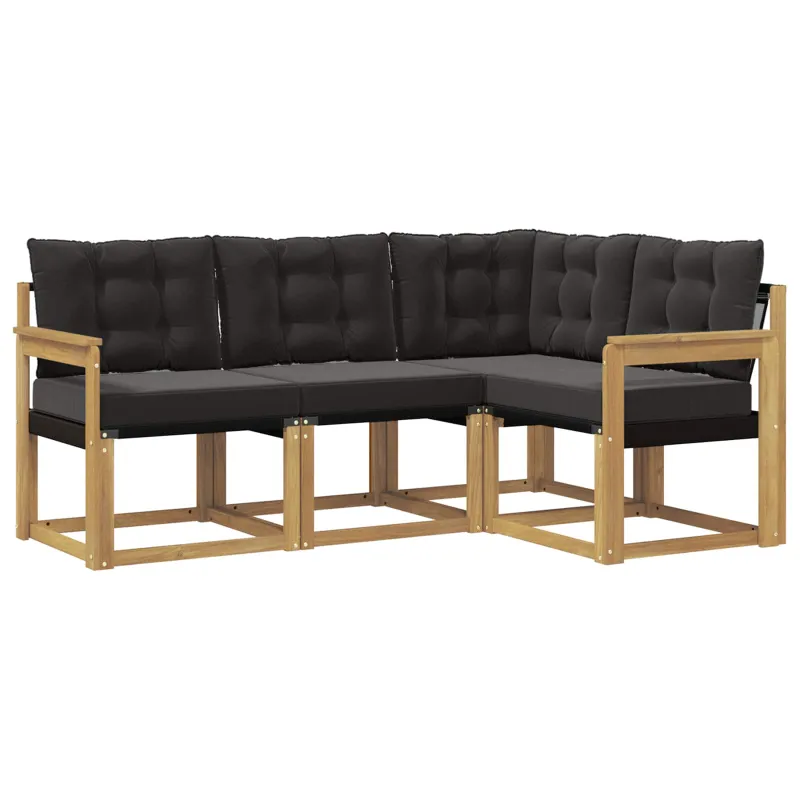 Lauko sofos komplektas su pagalve 4 pcs Balta ir juoda