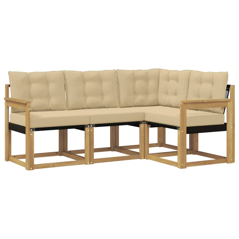 Lauko sofos komplektas su pagalve 4 pcs Balta ir kreminė