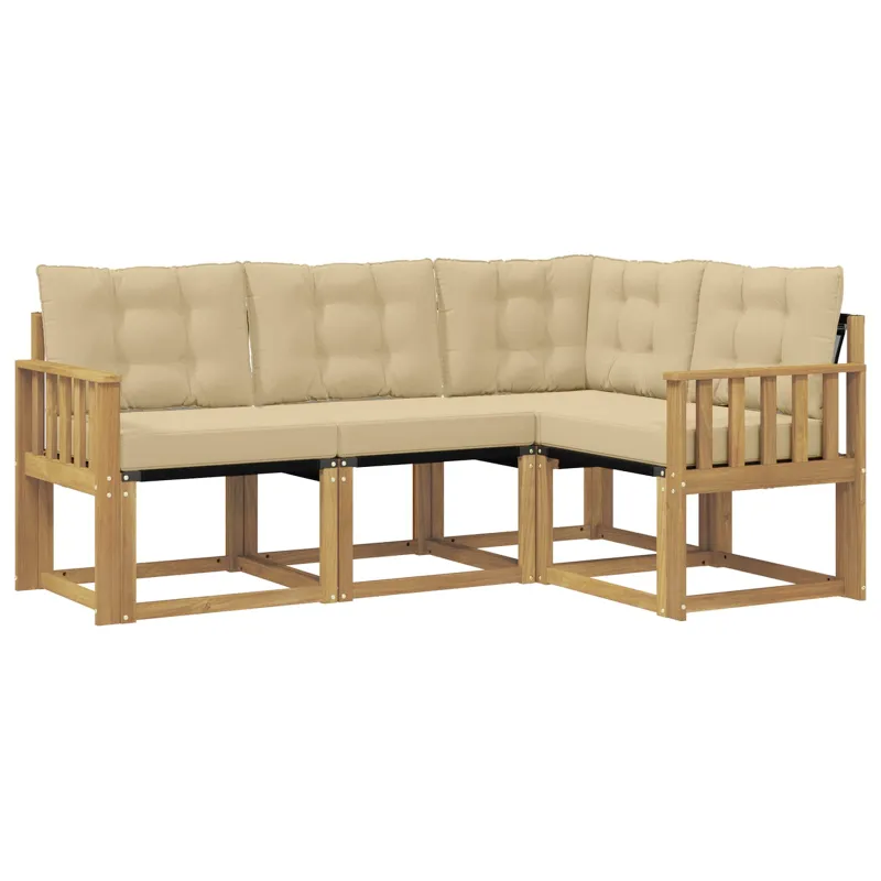 Lauko sofos komplektas su pagalve 4 pcs Balta ir kreminė