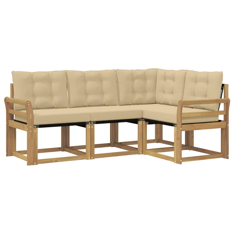 Lauko sofos komplektas su pagalve 4 pcs Balta ir kreminė